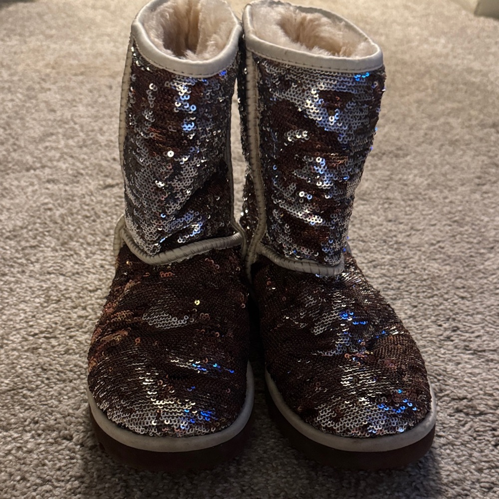 UGG Glittering Sequin Boots with Cream and Brown